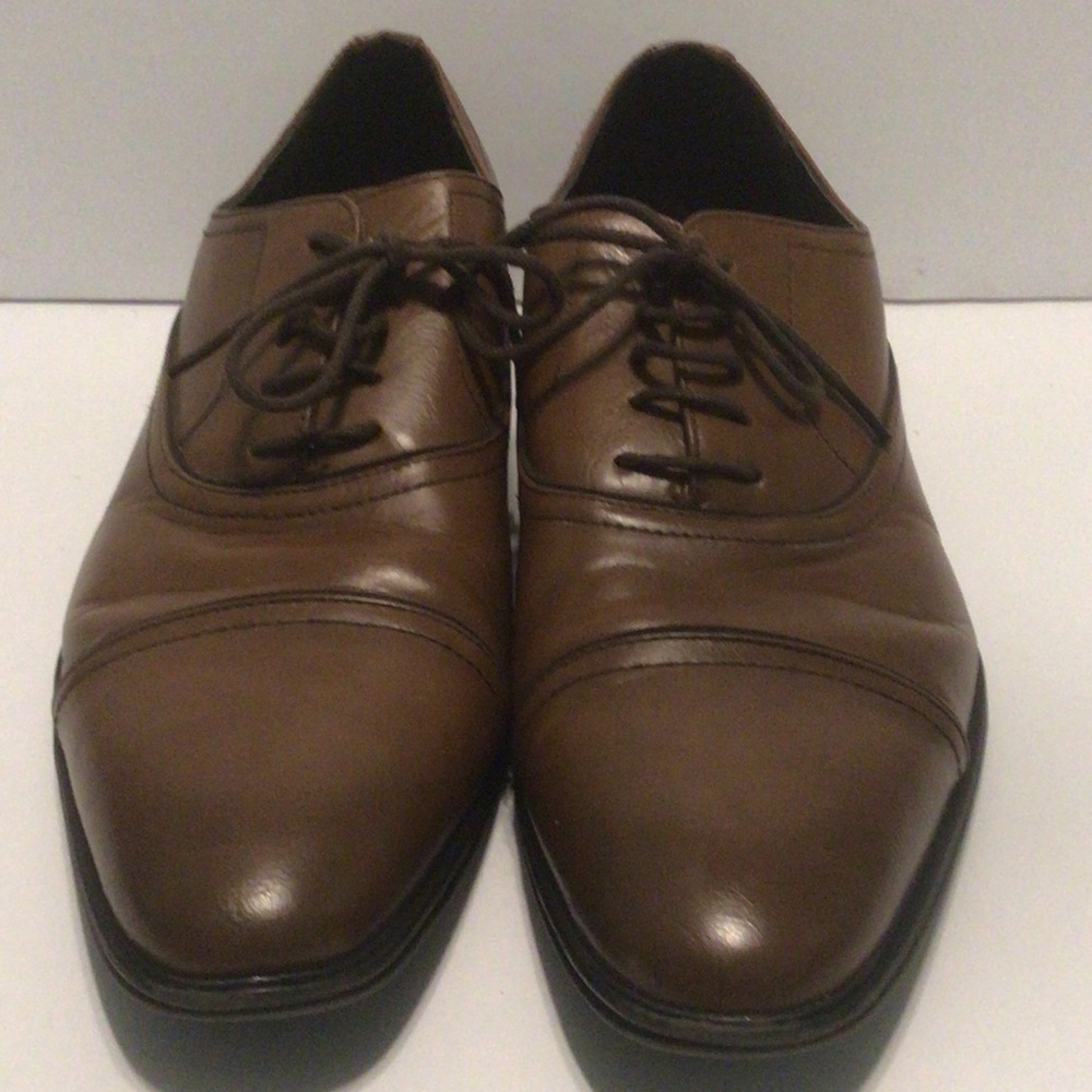 Men's Brown Cap-Toe Derby Leather Dress Shoes